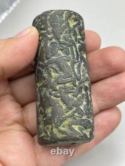 AncientGreek Antique Near East Old Bronze Cylinder big Bead Seal Circa 250BC