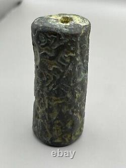 AncientGreek Antique Near East Old Bronze Cylinder big Bead Seal Circa 250BC