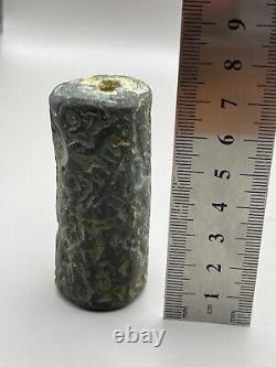 AncientGreek Antique Near East Old Bronze Cylinder big Bead Seal Circa 250BC