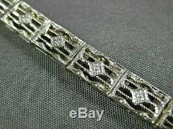 Antique 1.12ct Old Mine Diamond & Aaa Ruby 14k White Gold Open Filigree Bracelet
