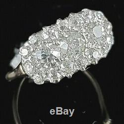 Antique 1.6ct Old European Diamond Cluster Ring Platinum 14k Gold Edwardian Gift