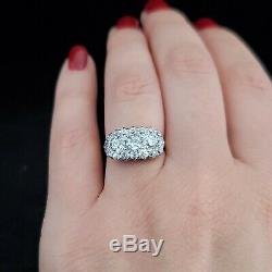 Antique 1.6ct Old European Diamond Cluster Ring Platinum 14k Gold Edwardian Gift