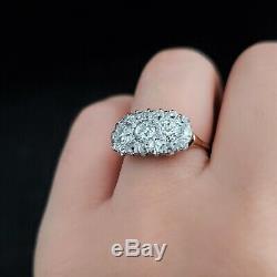 Antique 1.6ct Old European Diamond Cluster Ring Platinum 14k Gold Edwardian Gift