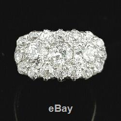 Antique 1.6ct Old European Diamond Cluster Ring Platinum 14k Gold Edwardian Gift