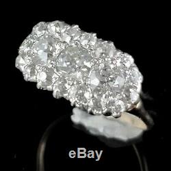 Antique 1.6ct Old European Diamond Cluster Ring Platinum 14k Gold Edwardian Gift