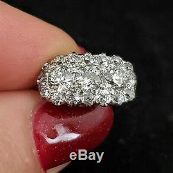 Antique 1.6ct Old European Diamond Cluster Ring Platinum 14k Gold Edwardian Gift