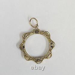 Antique 14K Yellow Gold Pearl & Old Mine Diamond Pendant 1.25 3.20g