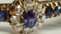 Antique 14k Gold Untreated Sapphires & Old Mine Cut Diamonds Gia Cert Bangle