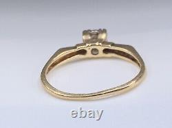 Antique 14k Yellow Gold Round Old European Petite Diamond Engagement Ring sz 5