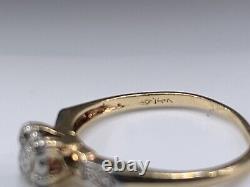 Antique 14k Yellow Gold Round Old European Petite Diamond Engagement Ring sz 5