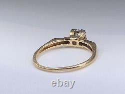 Antique 14k Yellow Gold Round Old European Petite Diamond Engagement Ring sz 5