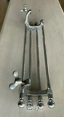 Antique 15 Chrome Brass Sink Towel Bar Rack Clamp On Vtg Bathroom Old 24-21J