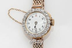 Antique 1800s $8000 3ct Old Euro VS G Diamond Platnum 18k Gold Ladies Watch RARE