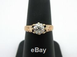 Antique 1890 Victorian Old Mine Cut Diamond Carved Engagement Ring 14k Sz 6.5