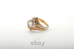 Antique 1920s $5000 1ct Old Mine Cut Diamond 14k Yellow Gold Ring Band