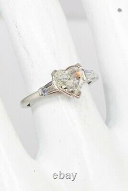 Antique 1930s $6000 DECO 1.32ct Old Heart Cut Diamond Platinum Wedding Ring RARE