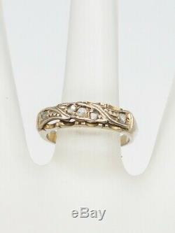 Antique 1930s ART DECO 5 Old Mine Cut Diamond 14k Yellow Gold Wedding Band Ring