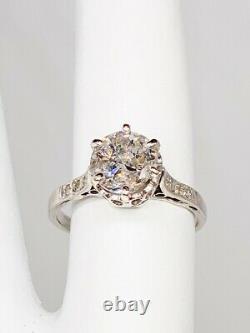 Antique 1930s DECO $10,000 1.50ct Old Cut Diamond Platinum Filigree Wedding Ring