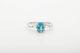 Antique 1940s 4ct Old Cut Natural Blue Zircon Diamond Platinum Wedding Ring
