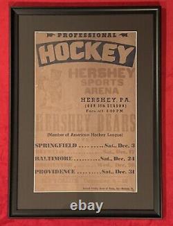 Antique 1962 Hershey Bears AHL Hockey Schedule Broadside Early Old Vintage 1960s