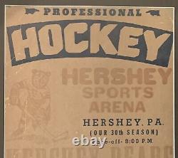 Antique 1962 Hershey Bears AHL Hockey Schedule Broadside Early Old Vintage 1960s