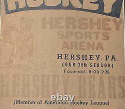 Antique 1962 Hershey Bears AHL Hockey Schedule Broadside Early Old Vintage 1960s