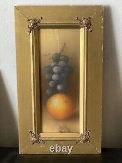 Antique 19th Century Oil Paintings Old Vintage Still Life Fruit Impressionist