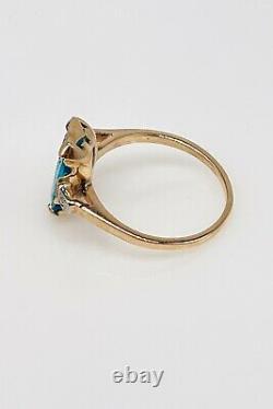 Antique $3400 1940s 5ct Old CUT Natural Blue Zircon Diamond 10k Yellow Gold Ring