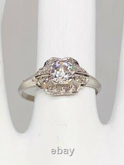 Antique $7000 1.50ct Old Euro VS H Diamond Platinum Wedding Band Ring