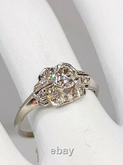 Antique $7000 1.50ct Old Euro VS H Diamond Platinum Wedding Band Ring