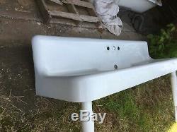 Antique 75 Cast Iron White Porcelain Kitchen Farm Sink with Legs Old Vtg 78-19E