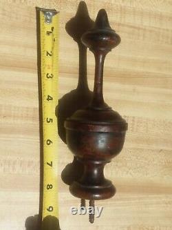 Antique 8 Turned Wood Grandfather Longcase Clock Finial Quite Nice! Old