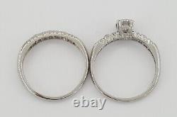 Antique Art Deco 0.62 ct Old European Diamond Palladium Engagement Ring Set