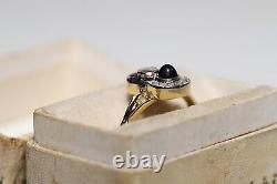 Antique Art Deco 18k Gold Natural Old Cut Diamond And Sapphire Ring