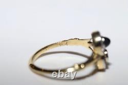 Antique Art Deco 18k Gold Natural Old Cut Diamond And Sapphire Ring