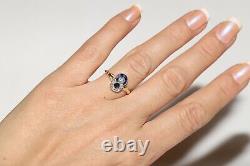 Antique Art Deco 18k Gold Natural Old Cut Diamond And Sapphire Ring