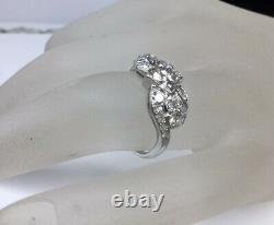 Antique Art Deco Old European Cut Diamond Engagement Ring Solid Platinum