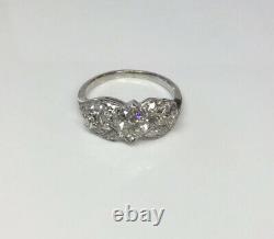 Antique Art Deco Old European Cut Diamond Engagement Ring Solid Platinum