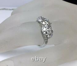 Antique Art Deco Old European Cut Diamond Engagement Ring Solid Platinum