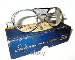 Antique Bausch and Lomb Goggles RayBan Safety Glasses Vtg Old Mesh Spectacles