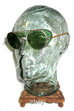 Antique Bausch and Lomb Green Goggles Safety Glasses Vtg Old Cool Pre RayBan BL