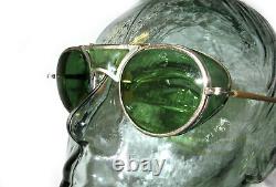 Antique Bausch and Lomb Green Goggles Safety Glasses Vtg Old Cool Pre RayBan BL