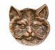 Antique Bronze Cat's Head Baguier Empty Pocket Gilded Sizer 10 cm Rare Old 20th