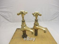 Antique Bronze Sink Taps Basin Prcelain Caps 1900 Victorian Salvage Vintage Old