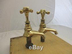 Antique Bronze Sink Taps Basin Prcelain Caps 1900 Victorian Salvage Vintage Old