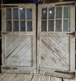Antique Carriage Door set measure 96 x 96 overall vtg. Barn, garage old paint