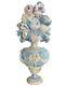 Antique Carved Wood Vase Of Flowers Decorative Element Polychrome Rare Old 18th