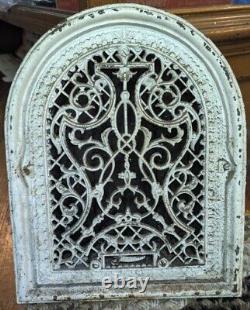 Antique Cast Iron Arched Top Wall Register Heat Grate 17 x 13.5 Old Vintage