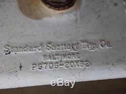 Antique Cast Iron Porcelain 52 Kitchen Farm Sink Drainboard Old Vtg 5343-15