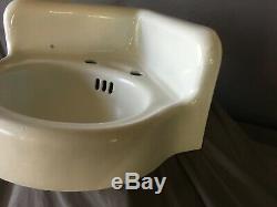 Antique Cast Iron White Porcelain Corner Bath SInk Old Standard Vtg 217-19E